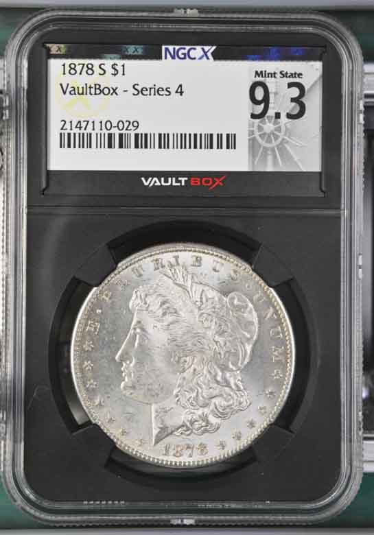 1878-S $1 Morgan Silver Dollar NGCX Mint State 9.3 Vaultbox Series 4
