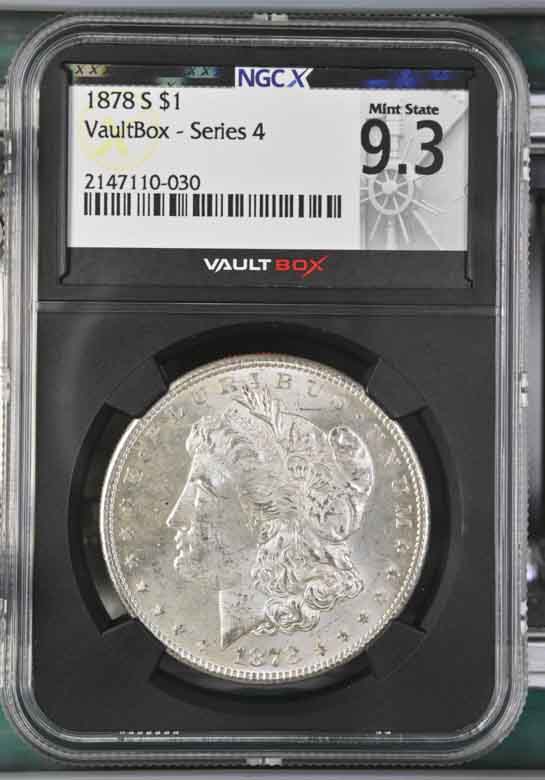 1878-S $1 Morgan Silver Dollar NGCX Mint State 9.3 Vaultbox Series 4
