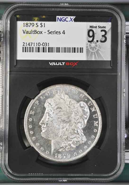 1879-S $1 Morgan Silver Dollar NGCX Mint State 9.3 Vaultbox Series 4