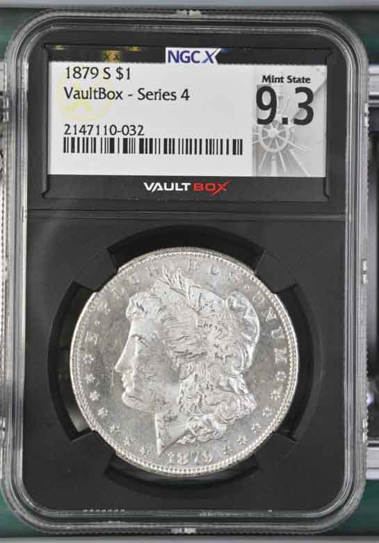 1879-S $1 Morgan Silver Dollar NGCX Mint State 9.3 Vaultbox Series 4