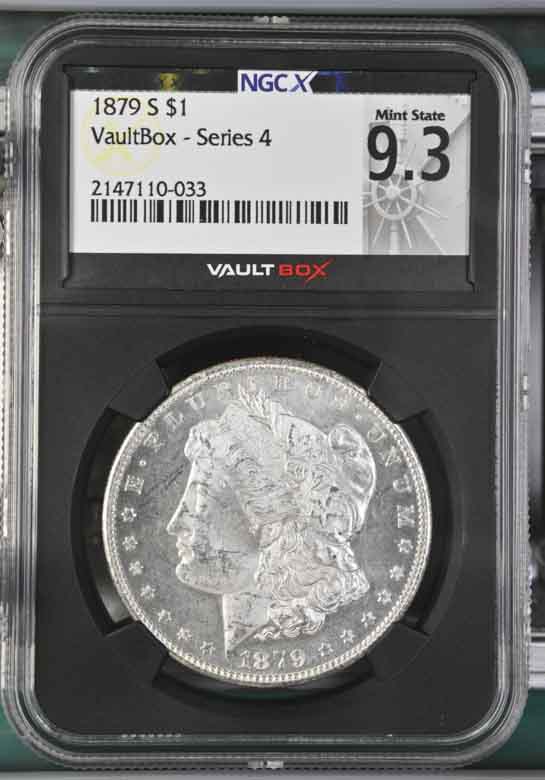 1879-S $1 Morgan Silver Dollar NGCX Mint State 9.3 Vaultbox Series 4