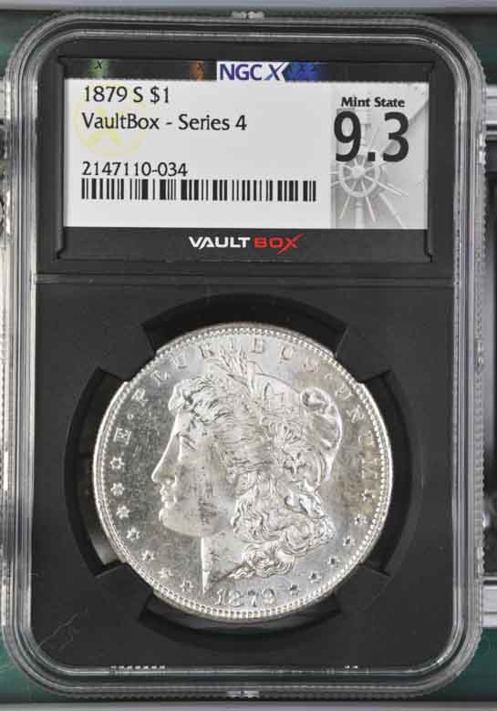 1879-S $1 Morgan Silver Dollar NGCX Mint State 9.3 Vaultbox Series 4
