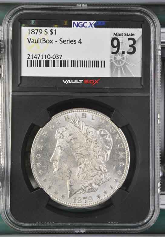 1879-S $1 Morgan Silver Dollar NGCX Mint State 9.3 Vaultbox Series 4