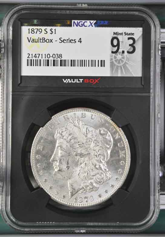 1879-S $1 Morgan Silver Dollar NGCX Mint State 9.3 Vaultbox Series 4