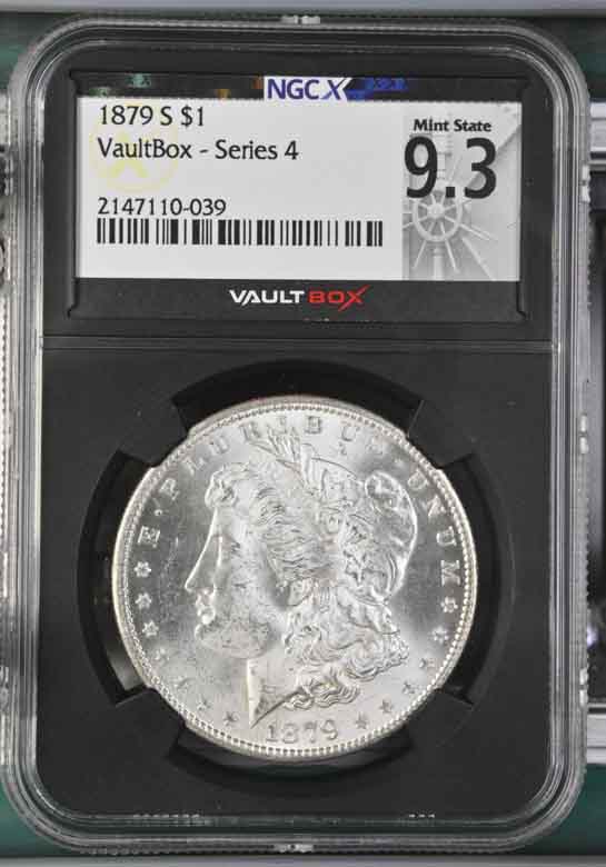 1879-S $1 Morgan Silver Dollar NGCX Mint State 9.3 Vaultbox Series 4