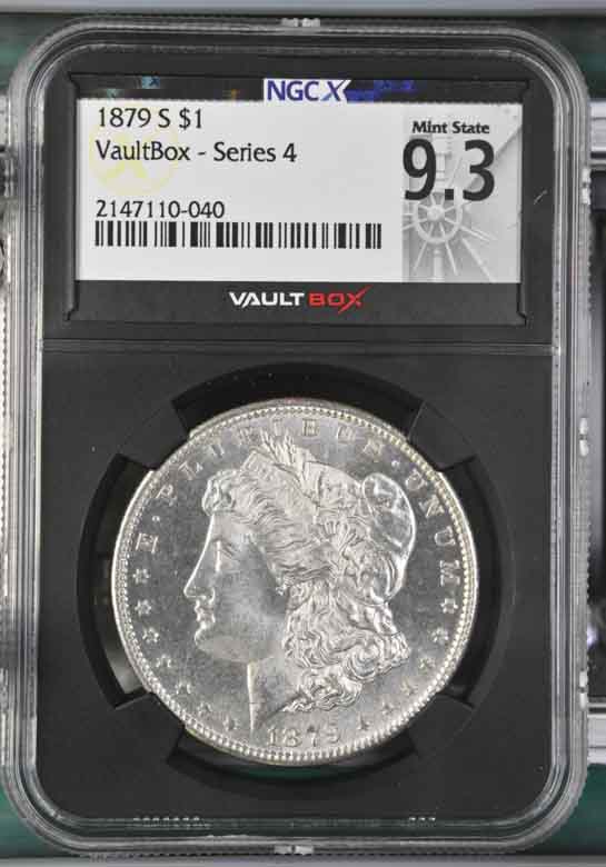 1879-S $1 Morgan Silver Dollar NGCX Mint State 9.3 Vaultbox Series 4