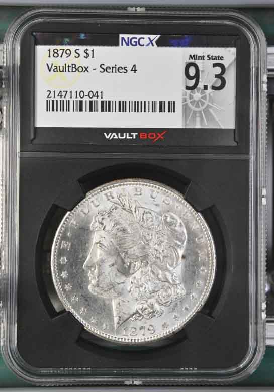 1879-S $1 Morgan Silver Dollar NGCX Mint State 9.3 Vaultbox Series 4