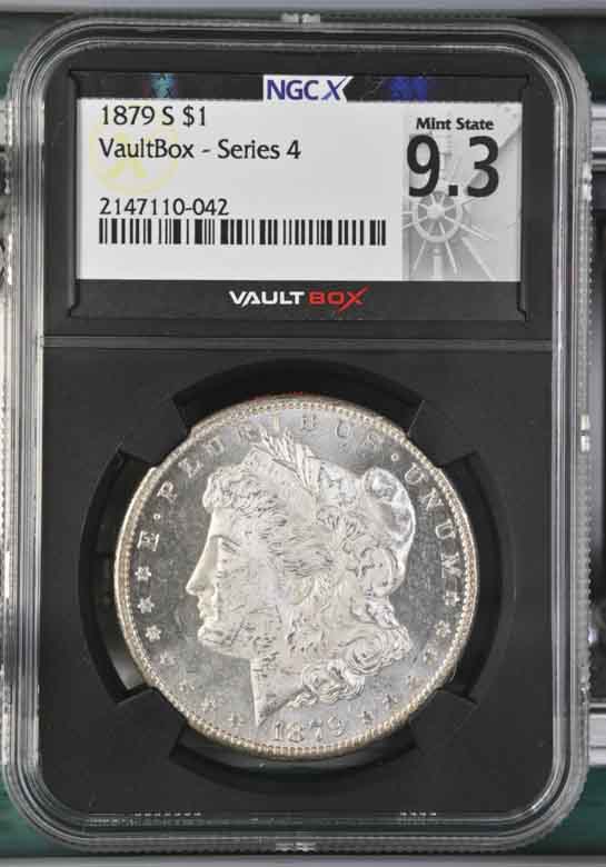 1879-S $1 Morgan Silver Dollar NGCX Mint State 9.3 Vaultbox Series 4