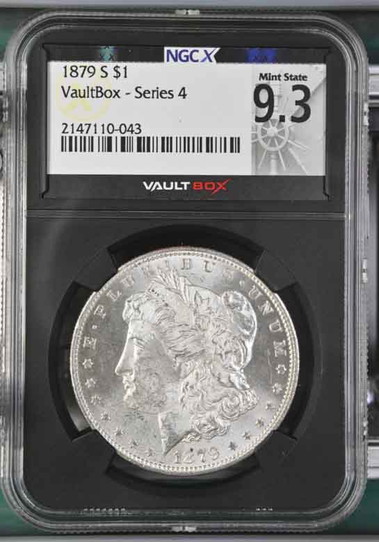 1879-S $1 Morgan Silver Dollar NGCX Mint State 9.3 Vaultbox Series 4