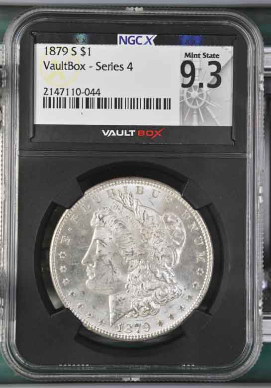 1879-S $1 Morgan Silver Dollar NGCX Mint State 9.3 Vaultbox Series 4