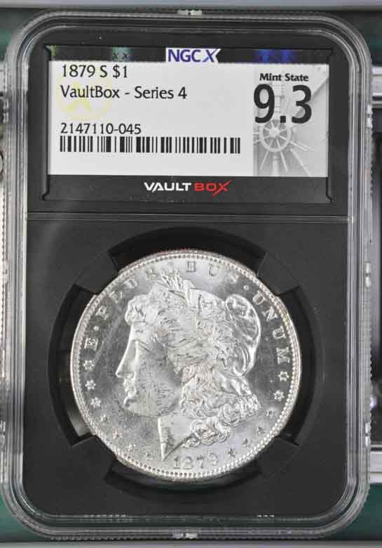 1879-S $1 Morgan Silver Dollar NGCX Mint State 9.3 Vaultbox Series 4