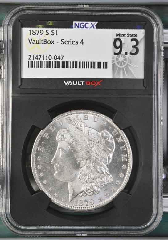 1879-S $1 Morgan Silver Dollar NGCX Mint State 9.3 Vaultbox Series 4