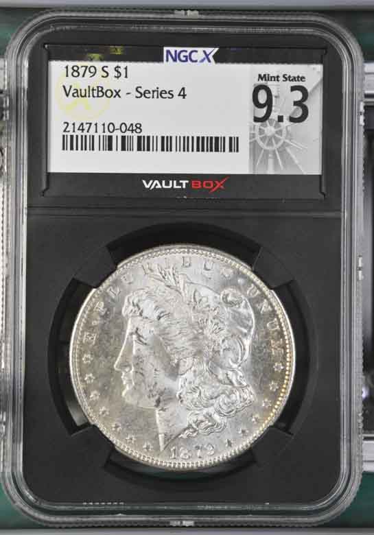 1879-S $1 Morgan Silver Dollar NGCX Mint State 9.3 Vaultbox Series 4