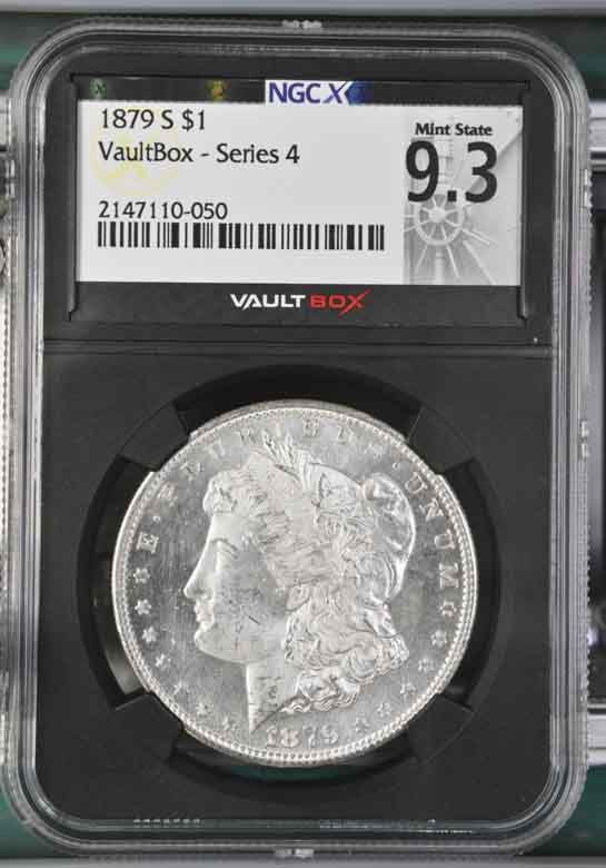 1879-S $1 Morgan Silver Dollar NGCX Mint State 9.3 Vaultbox Series 4
