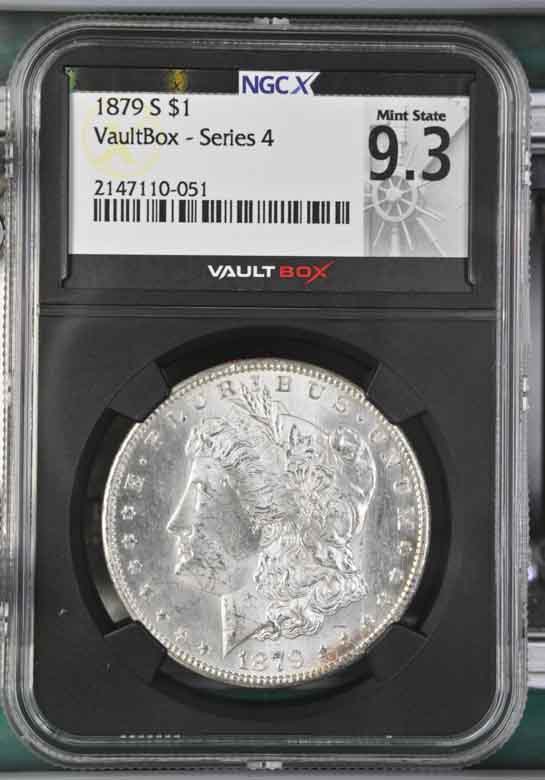 1879-S $1 Morgan Silver Dollar NGCX Mint State 9.3 Vaultbox Series 4