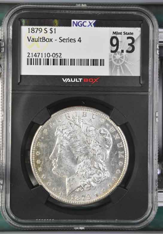 1879-S $1 Morgan Silver Dollar NGCX Mint State 9.3 Vaultbox Series 4