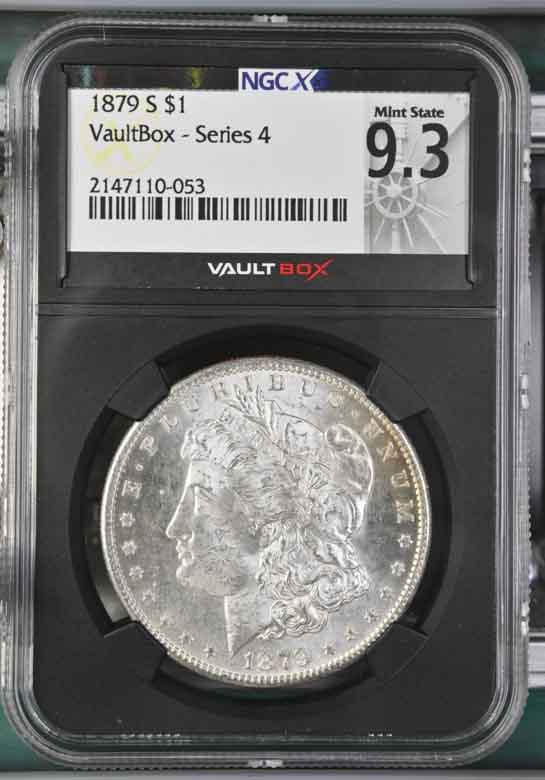 1879-S $1 Morgan Silver Dollar NGCX Mint State 9.3 Vaultbox Series 4