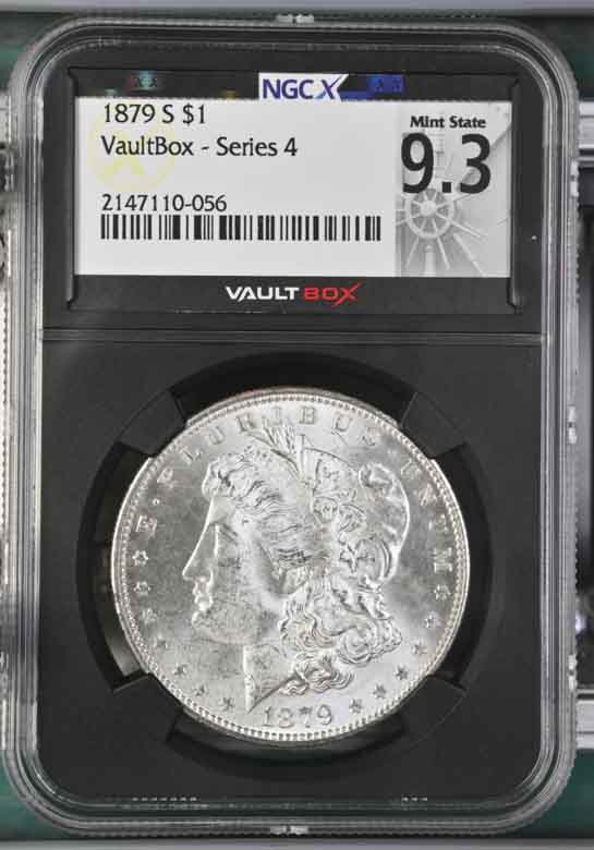 1879-S $1 Morgan Silver Dollar NGCX Mint State 9.3 Vaultbox Series 4