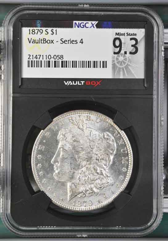 1879-S $1 Morgan Silver Dollar NGCX Mint State 9.3 Vaultbox Series 4