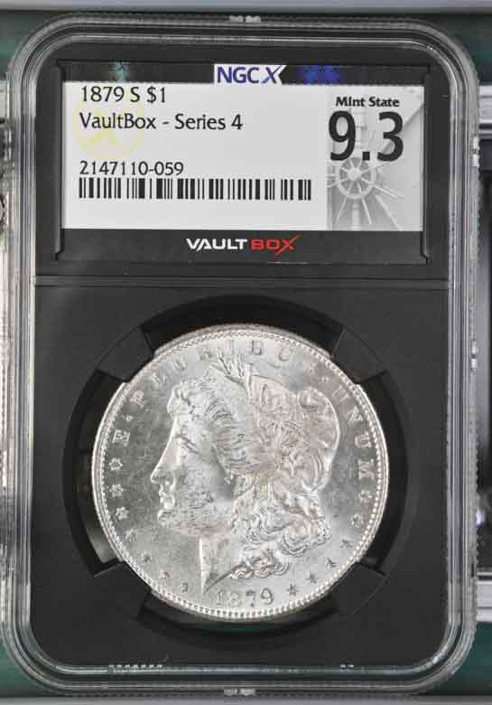 1879-S $1 Morgan Silver Dollar NGCX Mint State 9.3 Vaultbox Series 4