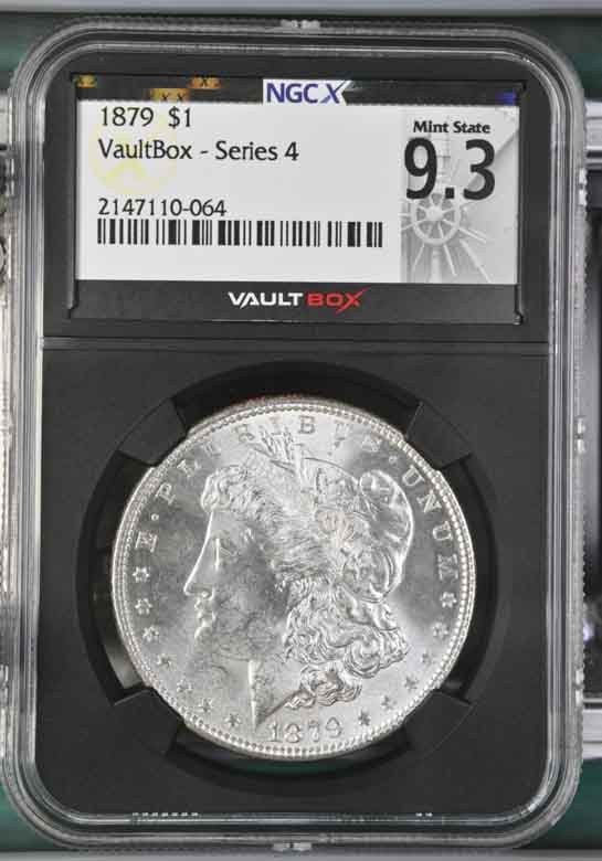1879 $1 Morgan Silver Dollar NGCX Mint State 9.3 Vaultbox Series 4