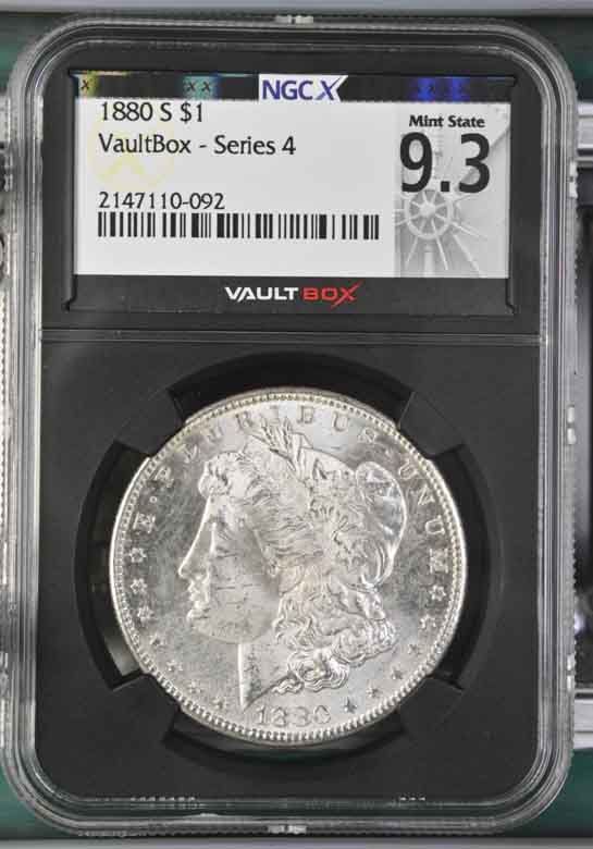 1880-S $1 Morgan Silver Dollar NGCX Mint State 9.3 Vaultbox Series 4