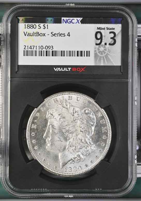 1880-S $1 Morgan Silver Dollar NGCX Mint State 9.3 Vaultbox Series 4