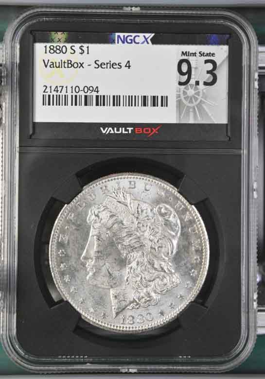 1880-S $1 Morgan Silver Dollar NGCX Mint State 9.3 Vaultbox Series 4