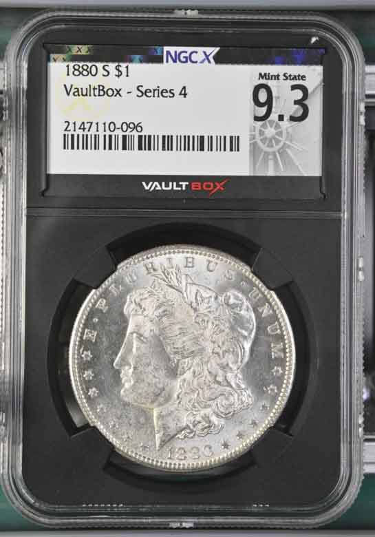 1880-S $1 Morgan Silver Dollar NGCX Mint State 9.3 Vaultbox Series 4
