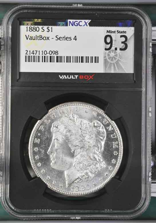 1880-S $1 Morgan Silver Dollar NGCX Mint State 9.3 Vaultbox Series 4