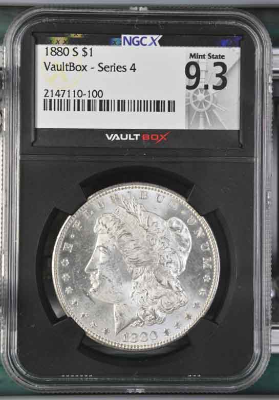 1880-S $1 Morgan Silver Dollar NGCX Mint State 9.3 Vaultbox Series 4