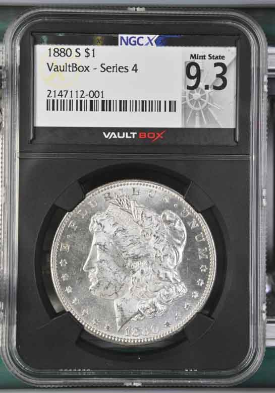 1880-S $1 Morgan Silver Dollar NGCX Mint State 9.3 Vaultbox Series 4