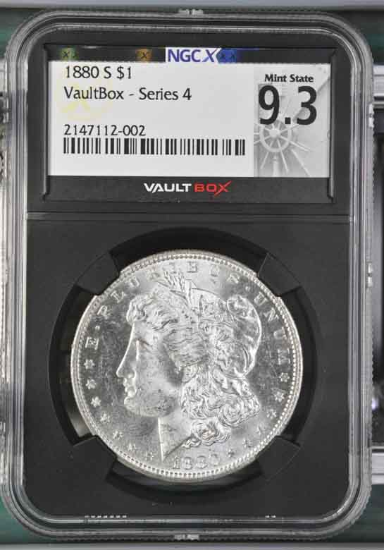 1880-S $1 Morgan Silver Dollar NGCX Mint State 9.3 Vaultbox Series 4