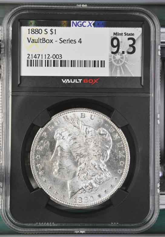 1880-S $1 Morgan Silver Dollar NGCX Mint State 9.3 Vaultbox Series 4