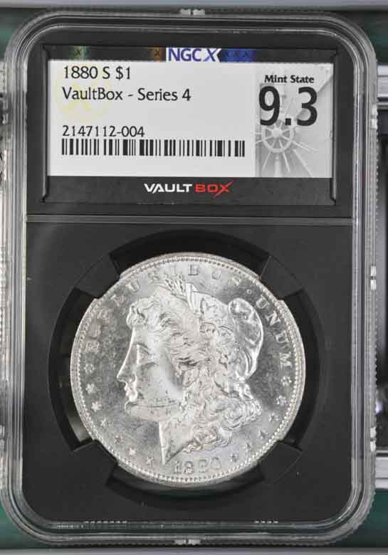 1880-S $1 Morgan Silver Dollar NGCX Mint State 9.3 Vaultbox Series 4