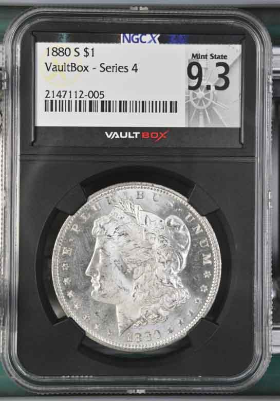 1880-S $1 Morgan Silver Dollar NGCX Mint State 9.3 Vaultbox Series 4