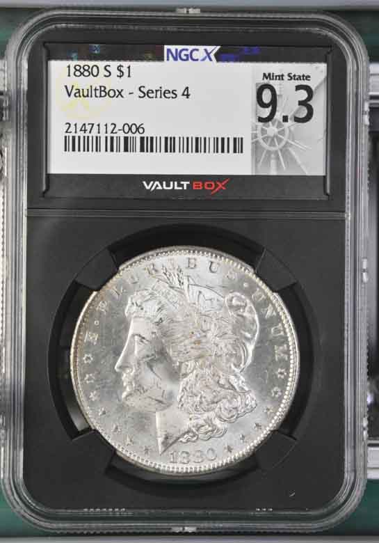 1880-S $1 Morgan Silver Dollar NGCX Mint State 9.3 Vaultbox Series 4