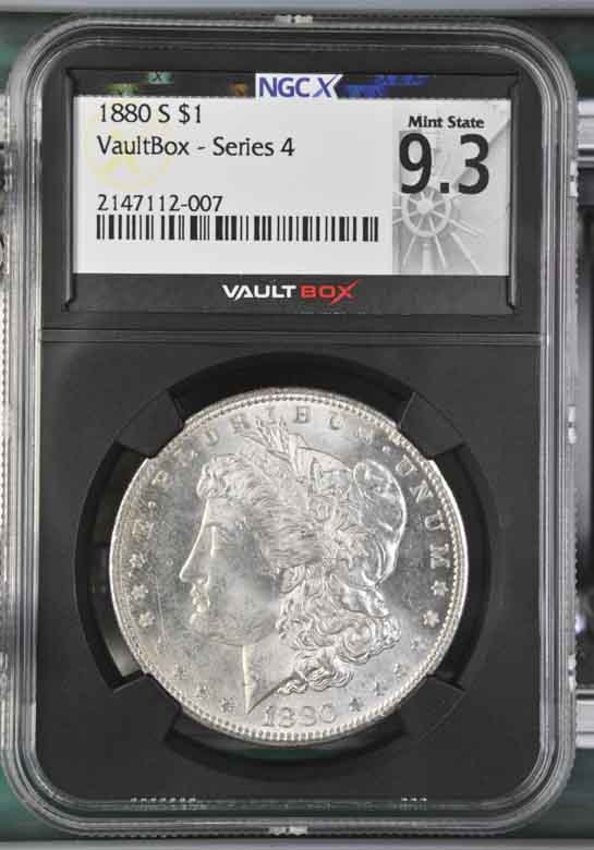 1880-S $1 Morgan Silver Dollar NGCX Mint State 9.3 Vaultbox Series 4