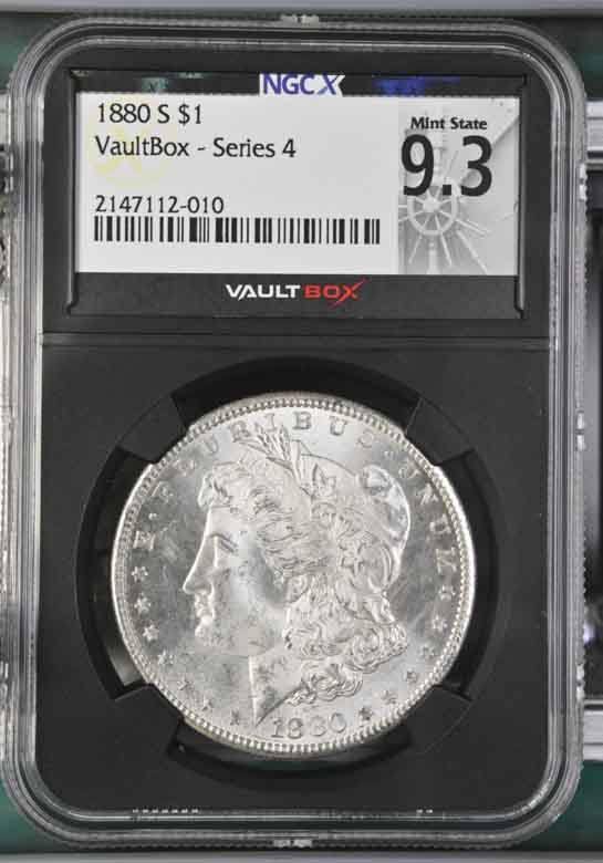 1880-S $1 Morgan Silver Dollar NGCX Mint State 9.3 Vaultbox Series 4