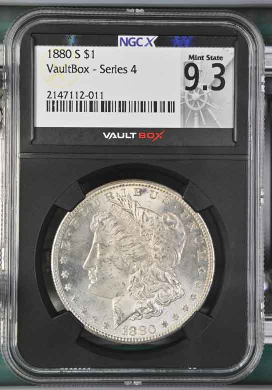 1880-S $1 Morgan Silver Dollar NGCX Mint State 9.3 Vaultbox Series 4