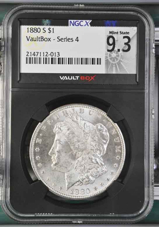 1880-S $1 Morgan Silver Dollar NGCX Mint State 9.3 Vaultbox Series 4