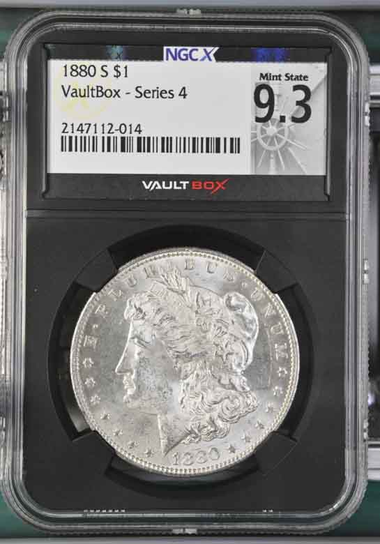 1880-S $1 Morgan Silver Dollar NGCX Mint State 9.3 Vaultbox Series 4