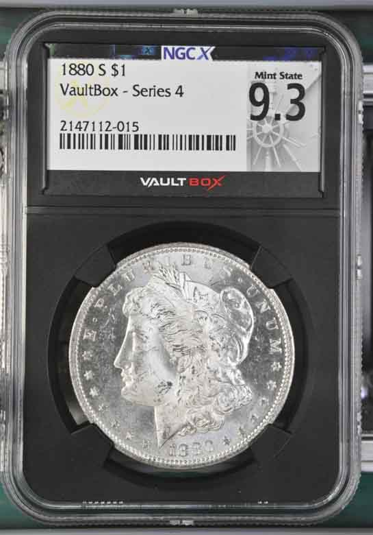 1880-S $1 Morgan Silver Dollar NGCX Mint State 9.3 Vaultbox Series 4