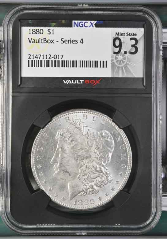 1880 $1 Morgan Silver Dollar NGCX Mint State 9.3 Vaultbox Series 4