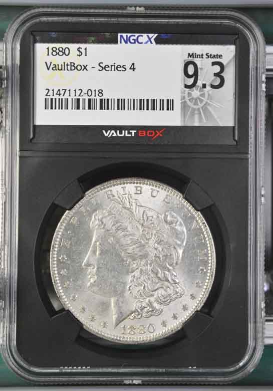 1880 $1 Morgan Silver Dollar NGCX Mint State 9.3 Vaultbox Series 4