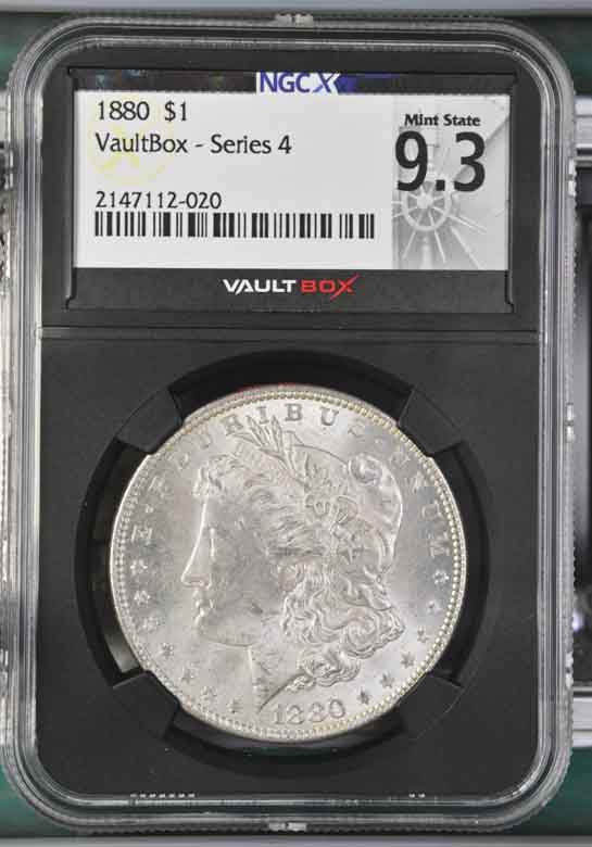 1880 $1 Morgan Silver Dollar NGCX Mint State 9.3 Vaultbox Series 4