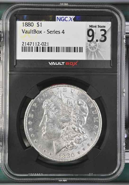 1880 $1 Morgan Silver Dollar NGCX Mint State 9.3 Vaultbox Series 4