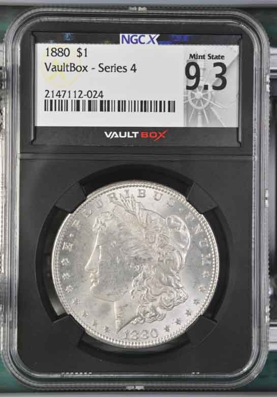 1880 $1 Morgan Silver Dollar NGCX Mint State 9.3 Vaultbox Series 4