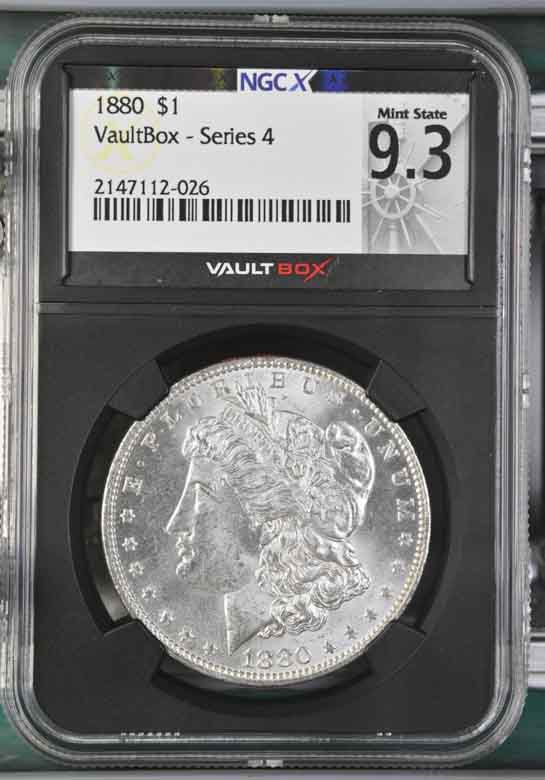 1880 $1 Morgan Silver Dollar NGCX Mint State 9.3 Vaultbox Series 4