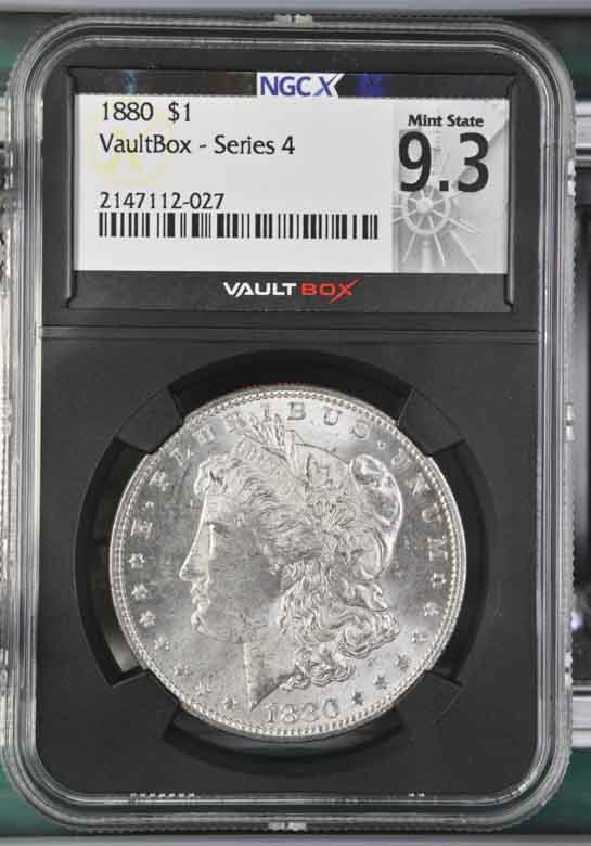 1880 $1 Morgan Silver Dollar NGCX Mint State 9.3 Vaultbox Series 4